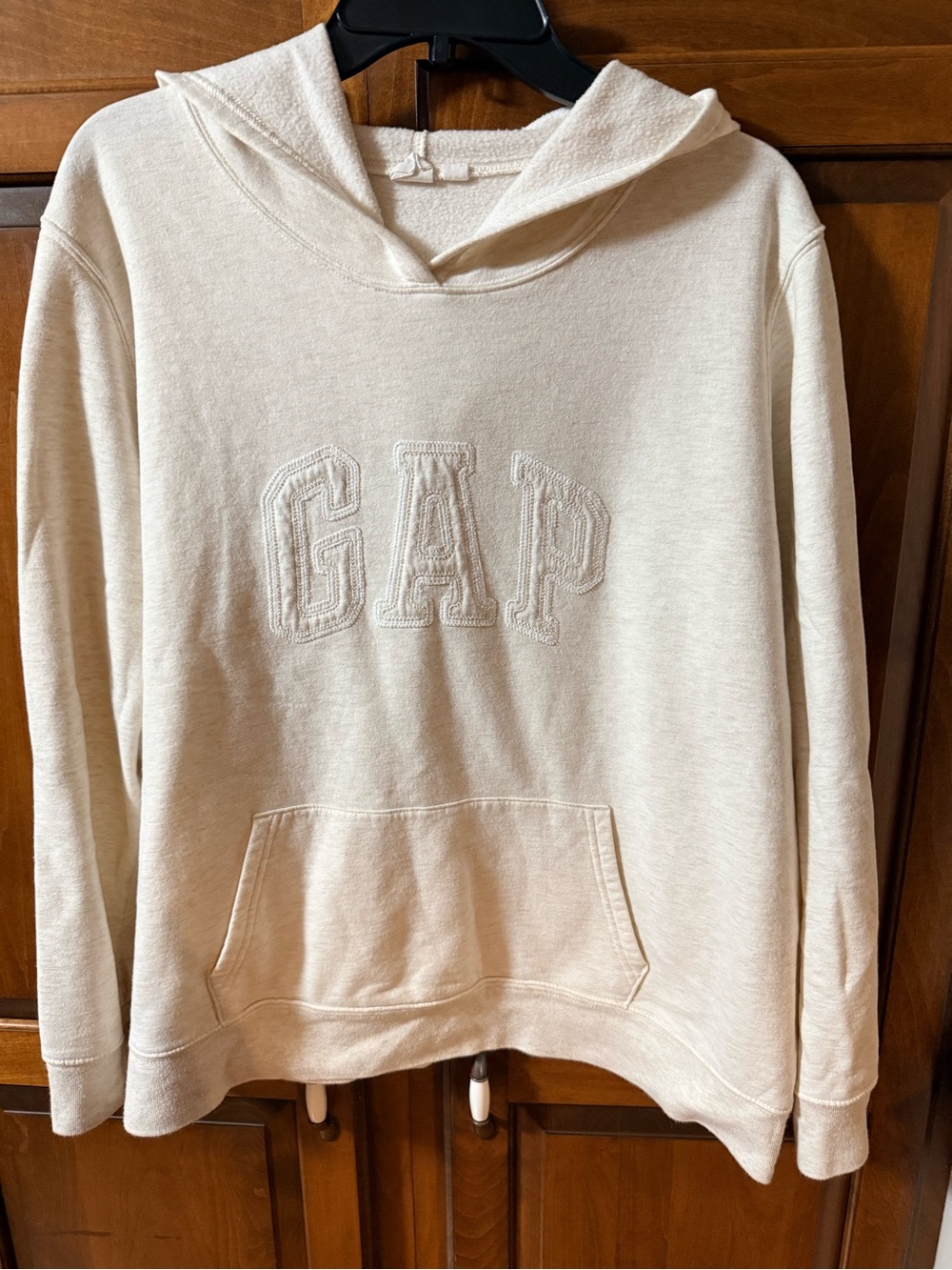 GAP Women's oatmeal heather (cream) Crew Hooded Pullover